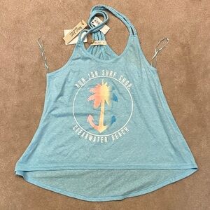 Vintage Ron Jon Light Blue Braided Strap Tank NWT
